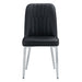 6 modern dining chairs, sleek PU backrest, and silver metal legs bring a comfortable home experience to the kitchen, bedroom, and office.Black PU Chairs with Simple Line Designs On The Backrest. - DTYStore