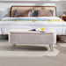 Ivory White Storage Ottoman Bench for End of Bed Gold Legs, Modern Ivory White Faux Fur Entryway Bench Upholstered Padded with Storage for Living Room Bedroom - DTYStore
