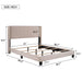 Queen Size Velvet Upholstered Platform Bed, Box Spring Needed - Beige - DTYStore