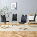 Black PU Dining Chair Set.Uniquely designed black dining chairs. PU material, paired with gold metal chair legs. Suitable for offices, restaurants, kitchens, conference rooms, etc.(Set of 4) - DTYStore
