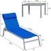 Patio Chaise Lounge Set, 3 Pieces Adjustable Backrest Pool Lounge Chairs Steel Textilene Sunbathing Recliner with Headrest (Blue.2 Lounge Chairs+1 Table) - DTYStore