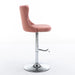 Swivel Velvet Barstools Adjusatble Seat Height from 25-33 Inch, Modern Upholstered Chrome base Bar Stools with Backs Comfortable Tufted for Home Pub and Kitchen Island, Pink,Set of 2,1712PK - DTYStore