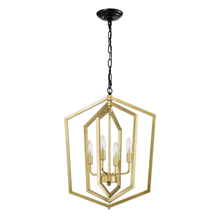4-Light Farmhouse Kitchen Chandeliers, Vintage Cage Light Fixture Adjustable Height Chandeliers for Dining Room Hallway Foyer Entryway(E12 Bulbs Not Included)--GOLD+MATTE BLACK - DTYStore