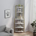 6-Tier Corner Open Shelf Modern Bookcase Wood Rack Freestanding Shelving Unit,Plant Album Trinket Sturdy Stand Small Bookshelf Space-Saving for Living Room Home Office Kitchen Small Space - DTYStore