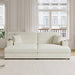 86.5" Oversized Loveseat Chaise Lounge Sectional Sofa Bed Corduroy Sleeper Sofa with Two USB Ports , Two Cup Holders and Two Throw Pillows for Living Room and Bedroom, Beige - DTYStore