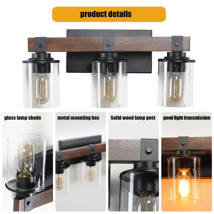 3-Lights Farmhouse Vanity Lights Fixture Rustic Bathroom Light Fixture Bathroom Sconce (Without Bulbs)