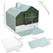 Hooded Cat Litter Box with Kitty Litter Mat, Kitty Litter Pan with Odor Control, Easy-Clean Pull-Out Drawer, Handle, Scoop, Light Blue