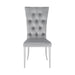 Set of 2 Velvet Upholstered Side Chairs, Grey and Chrome - DTYStore