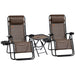 Outsunny Zero Gravity Chair Set with Side Table, Folding Reclining Chair with Cupholders & Pillows, Adjustable Lounge Chair for Pool, Backyard, Lawn, Beach, Brown - DTYStore