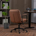 Office Chair,Mid Back Home Office Desk Task Chair with Wheels and Arms Ergonomic PU Leather Computer Rolling Swivel Chair with Padded Armrest,The back of the chair can recline 40Â° (Brown) - DTYStore