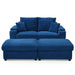 Loveseat with Ottomans,Corduroy Fabric Modular Sectional Sofa,Comfy Deep Plush Couch with Ottomans and Two Pillows,for Small Spaces, Living Room,Bedroom, Office, 5 Colors,Blue - DTYStore