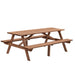 8 Person Brown Wooden Picnic Table, Outdoor Camping Dining Table with 2 Seats, Garden, DIY with 2 Built-in Benches, 2220lb Capacity - DTYStore