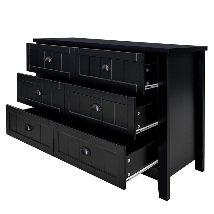 Drawer Dresser BAR CABINET side cabinet,buffet sideboard,buffet service counter, solid wood frame,plasticdoor panel,retro shell handle,applicable to dining room, living room, kitchen ,corridor,black - DTYStore