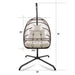 Swing Egg Chair with Stand Indoor Outdoor Wicker Rattan Patio Basket Hanging Chair with C Type bracket , with cushion and pillow,Patio Wicker folding Hanging Chair( Special construction cup holder - DTYStore