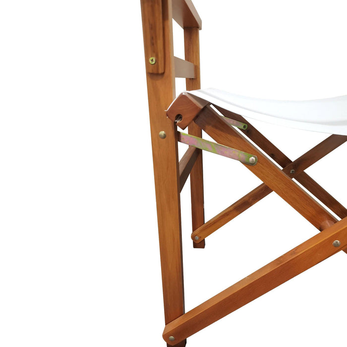 Folding Chair Wooden Director Chair Canvas Folding Chair Folding Chair 2pcs/set populus + Canvas (Color : White) - DTYStore