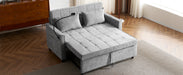 56.9" Loveseat Sofa Pull-out Sofa Bed Sleeper Sofa with a Reversible Backrest Cushion, Side Pockets, Two USB Ports and a Phone Holder for Living Room, Grey - DTYStore