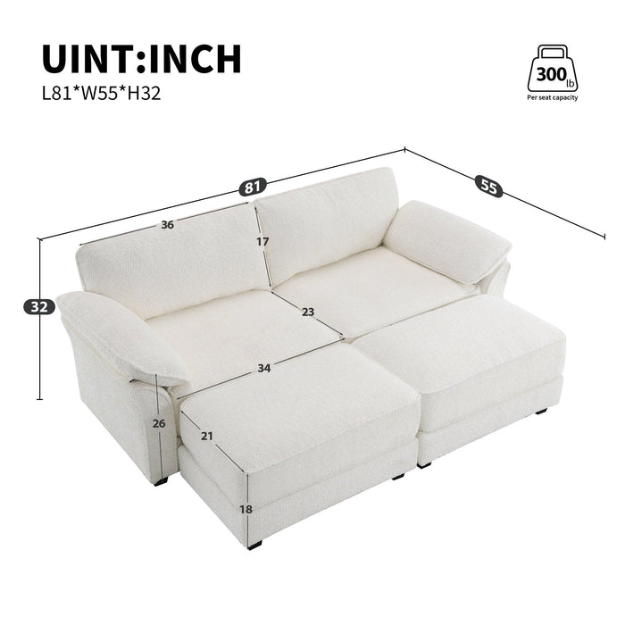 Free Combination Modular Convertible Sectional Sofa Bed Set, 4 Seat Upholstered Sleeper Corner Couch, Deep-Seat Loveseat with Ottoman for Living Room, Office, Apartment,2 Colors - DTYStore
