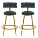 27.65'' Modern Counter Stools Set of 2,Dark green velvet Counter Stools with iron Frame,Soft back and cushion,Footrest,suitable for Kitchen/Bedroom/Dining Room - DTYStore