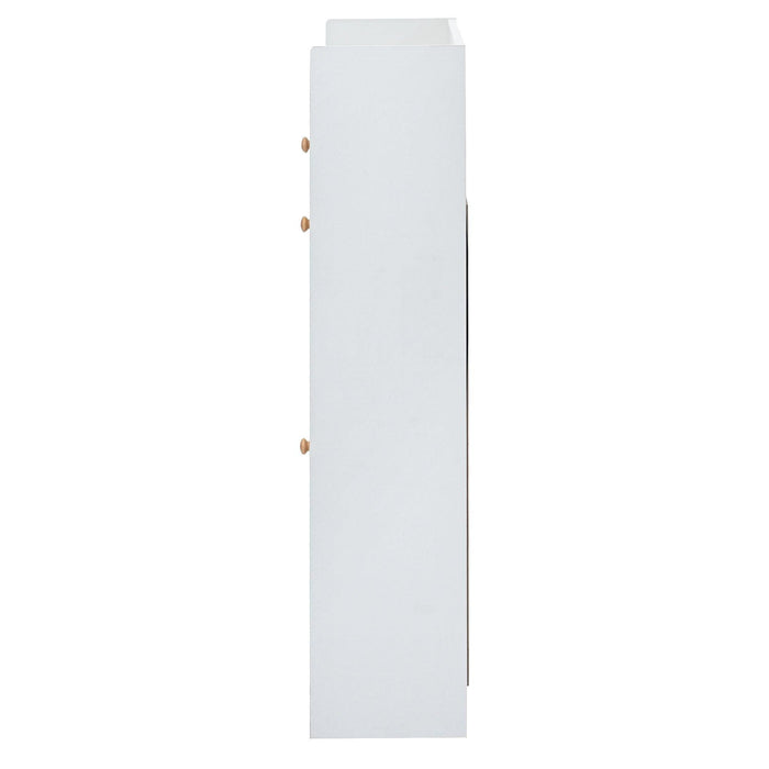Modern Tipping Bucket Shoe Cabinet with 4 Flip Drawers, Multifunctional 2-Tier Shoe Storage Organizer with Drawers, Free Standing Shoe Rack for Entrance Hallway, White. - DTYStore