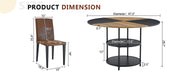 Table and chair set.A 47.3-inch diameter modern spliced color circular dining table - double-layer storage.Paired With 4 brown technology fabric dining chairs, simple and versatile, comfortable. - DTYStore
