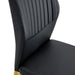 Luxury Simple Chair - Set of 6 BLACK PU Material High Resilience Dining Chair with Metal Gold Leg.The Chair Back Has a Vertical Stripe Design With Smooth And Uniform Lines. - DTYStore