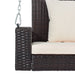 GO 2-Person Wicker Hanging Porch Swing with Chains, Cushion, Pillow, Rattan Swing Bench for Garden, Backyard, Pond. (Brown Wicker, Beige Cushion) - DTYStore