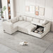108.6" U-shaped Sectional Sofa Pull out Sofa Bed with Two USB Ports, Two Power Sockets, Three Back Pillows and a Storage Chaise for Living Room, Beige - DTYStore