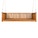 Patio Minimalist Twin Size Garden Swing Bed Wood Porch Swing with Ropes for Backyard, Safe Sloped Design, Teak - DTYStore