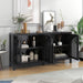 Large Storage Space Sideboard with Artificial Rattan Door and Metal Handles for Living Room and Entryway (Black) - DTYStore