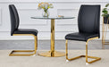 Luxury Simple Arch Chair - Set of 2 BLACK PU Material High Resilience Dining Chair with Arched Metal Gold Leg. - DTYStore