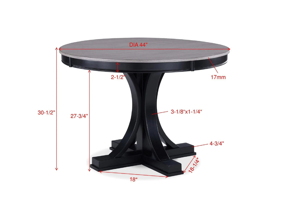 1pc Contemporary Light Gray Round Dining Table Black Base Wooden Dining Room Furniture Grey Black Finish Default -DTYStore