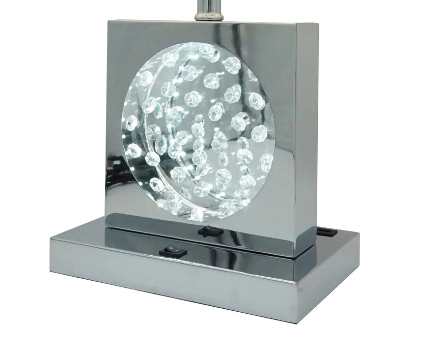 1pc Luxury Crystal Accent Table Lamp Black Nickel Led Light Touch Lamp Rectangular Shade Default -DTYStore