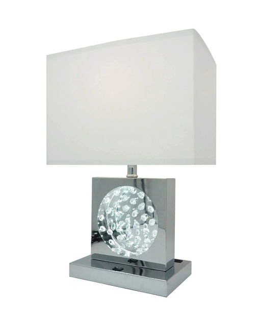 1pc Luxury Crystal Accent Table Lamp Nickel Led Light Touch Lamp Rectangular Shade Chrome Color Finish Default -DTYStore