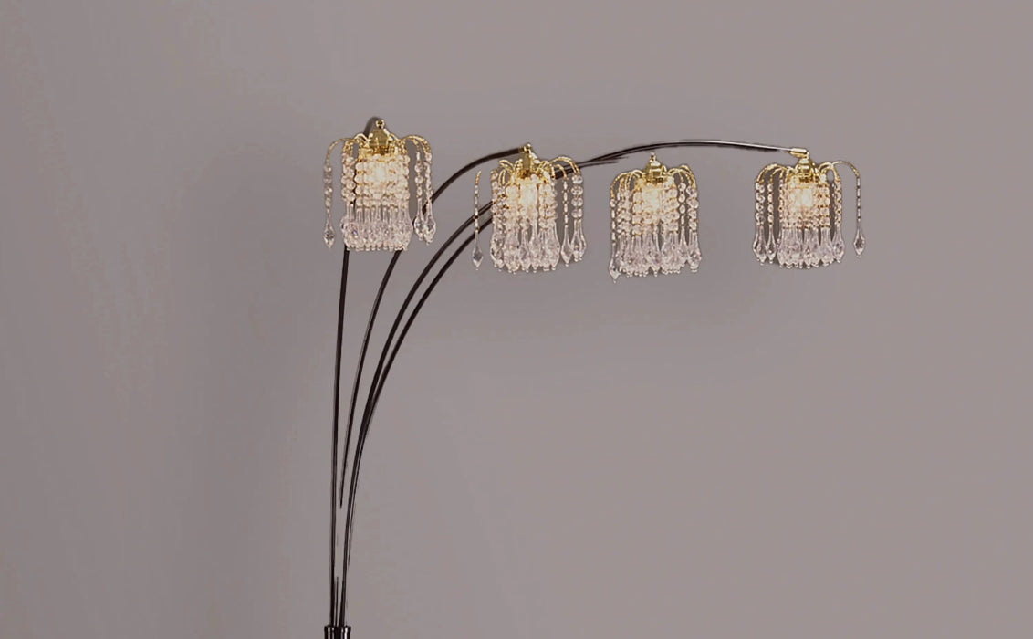 1pc Modern Design Classic Luxury Sleek Multi-head Floor Arc Lamp Half Moon Radiant Crystal-encrusted Sleek Metallic Stems Living Room Black Arc Lamp Default -DTYStore