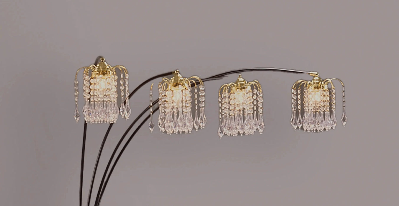 1pc Modern Design Classic Luxury Sleek Multi-head Floor Arc Lamp Half Moon Radiant Crystal-encrusted Sleek Metallic Stems Living Room Black Arc Lamp Default -DTYStore