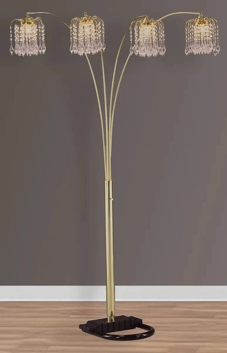 1pc Modern Design Classic Luxury Sleek Multi-head Floor Arc Lamp Half Moon Radiant Crystal-encrusted Sleek Metallic Stems Living Room Gold Arc Lamp Default -DTYStore