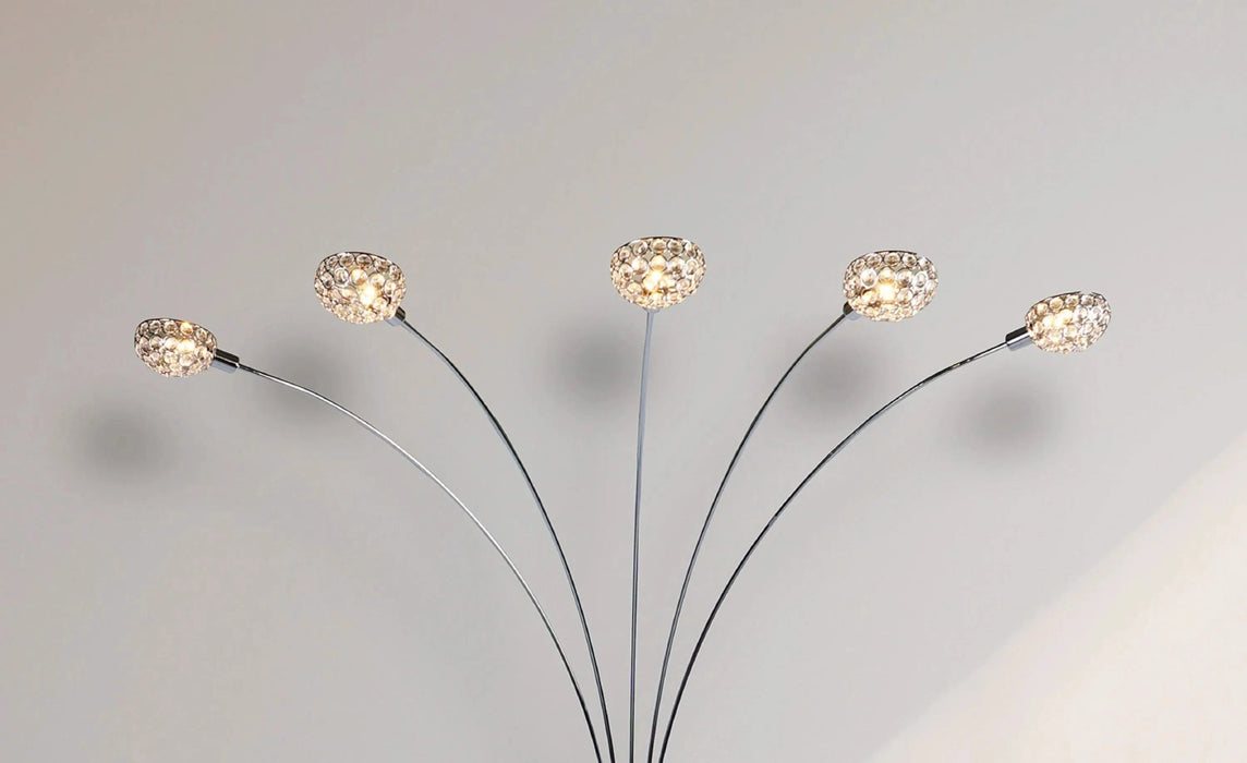 1pc Modern Design Classic Luxury Sleek Multi-head Floor Lamp Half Moon Radiant Crystal-encrusted Sleek Metallic Stems Living Room Default -DTYStore