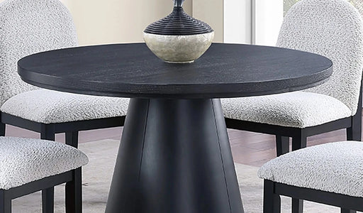 1pc Round Table Unique Cone-Shaped Base Black Color Wooden Casual Modern Dining Room Table Only Default -DTYStore