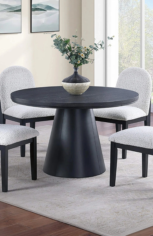 1pc Round Table Unique Cone-Shaped Base Black Color Wooden Casual Modern Dining Room Table Only Default -DTYStore