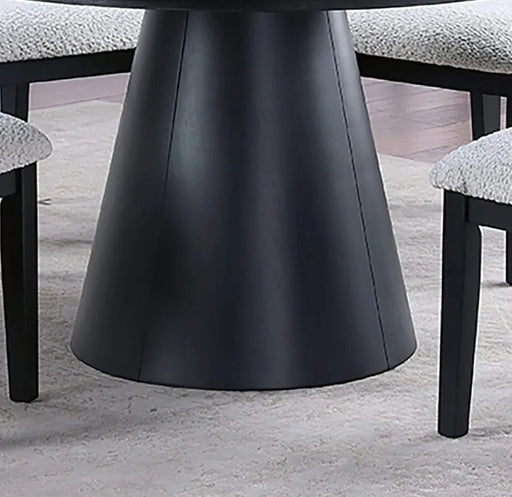 1pc Round Table Unique Cone-Shaped Base Black Color Wooden Casual Modern Dining Room Table Only Default -DTYStore