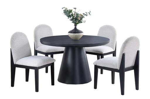 1pc Round Table Unique Cone-Shaped Base Black Color Wooden Casual Modern Dining Room Table Only Default -DTYStore