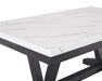 1pc Transitional Modern Formal Dining Table White Faux Marble Rectangular Table Top Trestle Base Black Finish Legs Wooden Dining Room Furniture Default -DTYStore