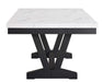 1pc Transitional Modern Formal Dining Table White Faux Marble Rectangular Table Top Trestle Base Black Finish Legs Wooden Dining Room Furniture Default -DTYStore