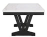 1pc Transitional Modern Formal Dining Table White Genuine Marble Rectangular Table Top Trestle Base Black Finish Legs Wooden Dining Room Furniture Default -DTYStore