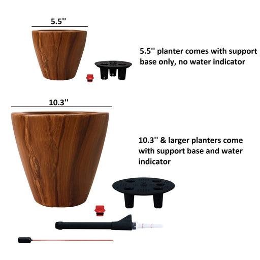 2-Pack 10 in.Dark Wood Plastic Self-watering Planter Pot Default -DTYStore