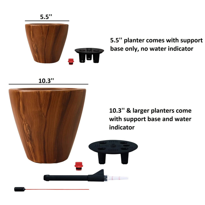 2-Pack 10 in.Dark Wood Plastic Self-watering Planter Pot Default -DTYStore