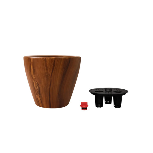 2-Pack 10 in.Dark Wood Plastic Self-watering Planter Pot Default -DTYStore
