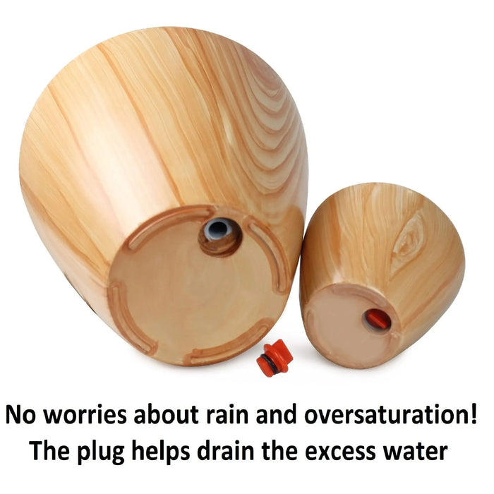 2-Pack 10 in. Light Wood Plastic Self-watering Planter Pot Default -DTYStore