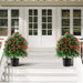 2-Pack 21.6' Tall Artificial Rose Topiary Ball Tree, Planter Bushes UV Resistant Look Real for Indoor Outdoor Home Garden ,Red Default -DTYStore