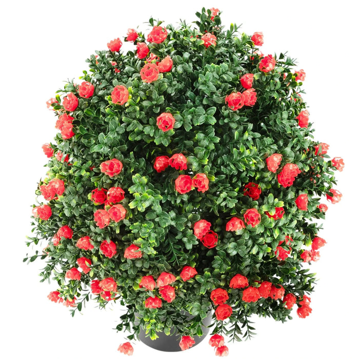 2-Pack 21.6' Tall Artificial Rose Topiary Ball Tree, Planter Bushes UV Resistant Look Real for Indoor Outdoor Home Garden ,Red Default -DTYStore